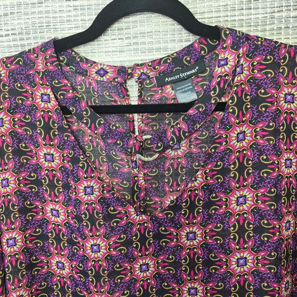 Ashley Stewart Top Blouse Womens Plus Size 22 24W Sheer Colorful Fairy Whimsy - Picture 7 of 12